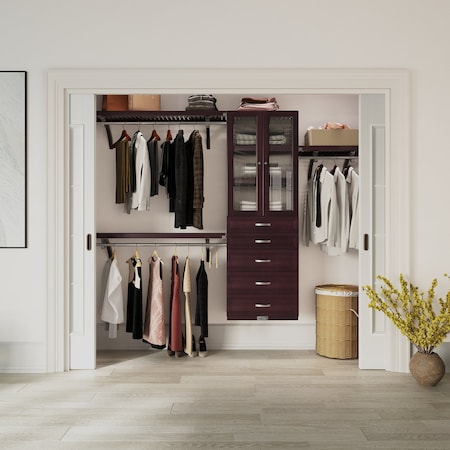 John Louis Home Solid Wood Reach-In Closet System with 5 Drawers and Glass Doors Espresso JLH-379